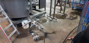 Product inlet pipe incl pressure regulation valve